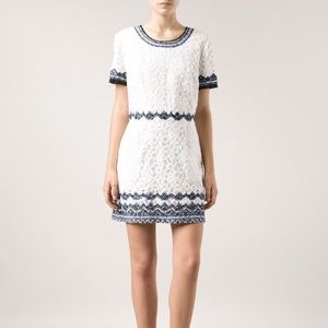 Sea NY Lace Embroidered White Black Lace Dress sz 0